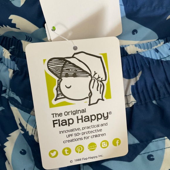 NWT Swim shorts Trunks little boys sz 6 blue shark drawstring flaphappy SPF 50 - Picture 3 of 10